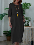 Puff Sleeve V Neck Maxi Long Dress