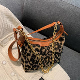 New Retro leopard print soft face Fashion Shoulder Bag armpit bag