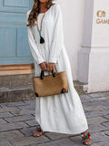 Cotton Plain Crew Neck Long Sleeve Dresses