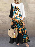 Printed Long Sleeve Long Dress