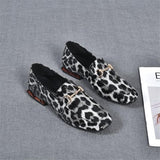 Bright leather leopard print mid-heel shoes(FREE SHIPPING)
