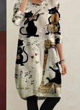 Printed long sleeves dress for fall