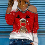 Christmas V-neck long-sleeved T-shirt