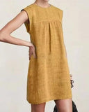 Women Casual cotton-Linen Solid Dresses