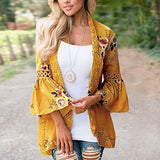 Floral Printed Lace Patchwork Chiffon Cardigan