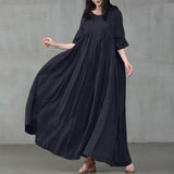 O Neck Half Sleeve Sundress Casual Solid Party Dress