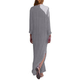 Fashion Women Vintage Dress Shift Half Long Sleeve Slit Dress