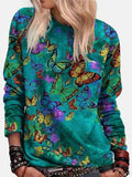 Round Neck Butterfly Bird Long-Sleeves Sweater