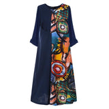 Abstract Painting Stitching Long Skirt