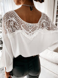 New women's long-sleeved lace lace shirt solid color commuter top