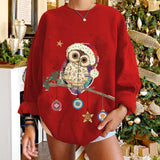 Christmas owl print sweater shirt