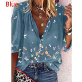 Large size loose women's blouse 2021 Summer ladies blouse tops high quality casual V-neck nine-point sleeve women shirts butterfly