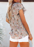 Butterfly Sleeves Floral Print Blouses Tops