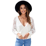 V-neck Lace Hollow Out Sweater