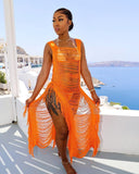 Hand Crochet Sexy Resort Blouse Fringe Dress