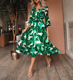 Green Print Maxi Dress