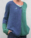 Casual V-Neck Splicing Sweater