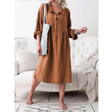 Loose button mid-length dress