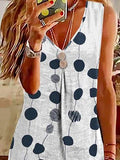 Polka Dot Printed Stitching Sleeveless O-neck Dress