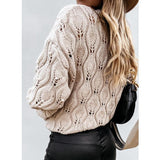 Solid Color Bubble Bead Hollow Loose Sweater