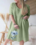 Women's half Sleeves V-neck Print summer Dress