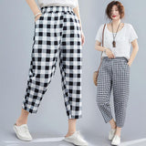 2021 Summer Fashion Printed Cotton Linen Harem Pants For Women
