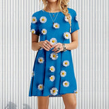 XS-5XL Summer New Printing Many Flowers short sleeve 3D Dress