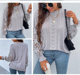 Fashion lace stitching hollow top