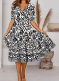 Ethnic Floral Print Vintage Party Dress  A-Line Dress 5XL