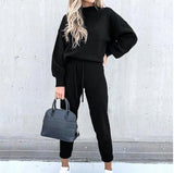 Solid Color Pocket Casual Long Sleeve Lounge Set