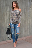 Fashion leopard off-shoulder base shirt