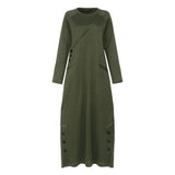 Long Fleece Sweatshirt Casual Pullovers Long Sleeve Button Maxi Dress