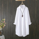 Mid-length shirt casual cotton top