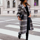 Plaid Woolen Long Coats