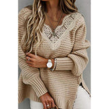 Winter Lace V-neck Sweater