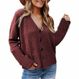 Long-Sleeved Woolen Cardigan Button Knit Jacket