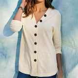 Cotton Casual V Neck Large Size Tops