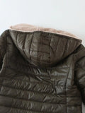 FLEECE QUILTED COTTON THERMAL SLIM ZIPPER DOWN JACKET