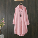 Mid-length shirt casual cotton top