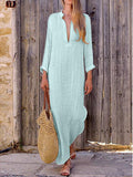 Women Boho Cotton-Linen Beach Maxi Dress