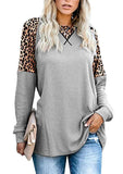 Plus Sizes Leopard Ruffles Vintage Femme Shirts