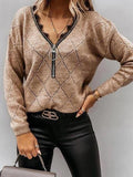 Casual V-Neck Patchwork Lace Sweaters