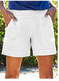 Women Pockets Shift Casual Linen Quarter Shorts