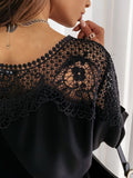 New women's long-sleeved lace lace shirt solid color commuter top