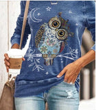 Casual owl print stretch top