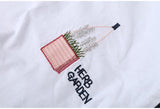 Cotton Shirt Embroidery Literary Graffiti Blouse Long Sleeve Loose Tops