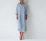 Cotton linen Irregular casual Midi Dress