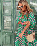 3/4 Sleeve Printed Bohemian Casual Dress