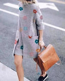 Long sleeve Print Irregular Shift Dresses