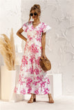 Floral Short Sleeve Casual Long Dress Print